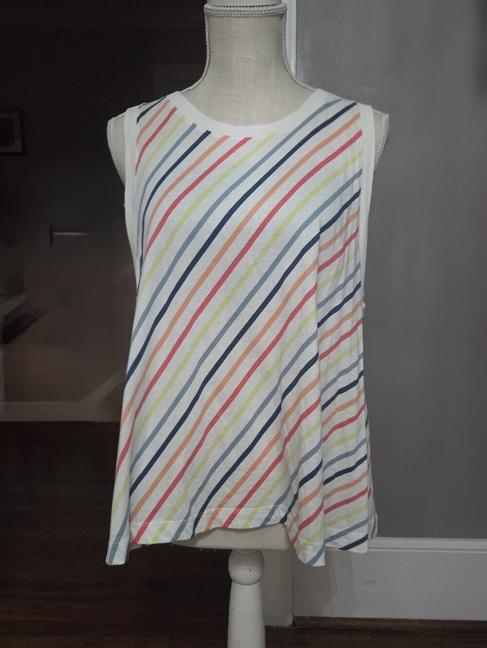 Loft Lou & Grey Sleeveless Diagonal Rainbow Stripe Tank